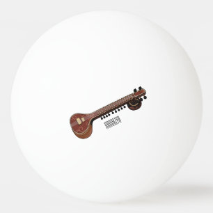 Bolinha De Ping Pong Ilustração de desenho animado de violão