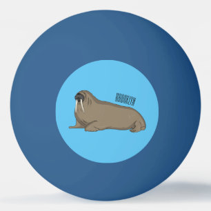Bolinha De Ping Pong Ilustração de desenho animado de Walrus