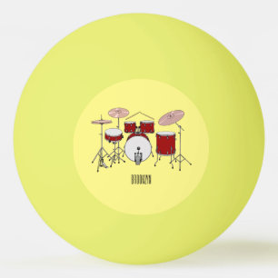 Bolinha De Ping Pong Ilustração de desenho animado do kit de tambor