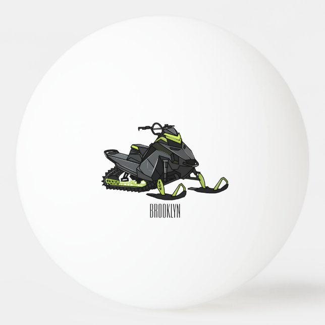 Bolinha De Ping Pong Ilustração de desenho animado Snowmobile (Frente)