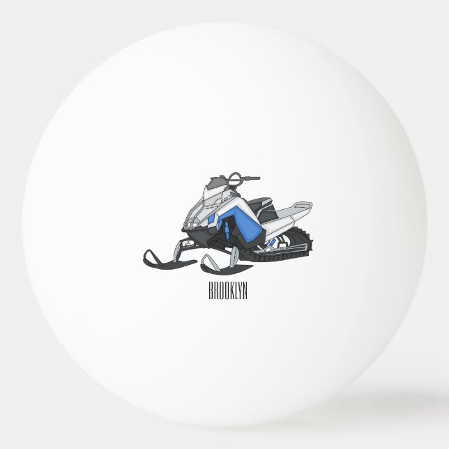 Bolinha De Ping Pong Ilustração de desenho animado Snowmobile (Frente)
