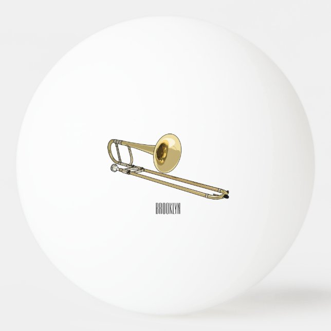 Bolinha De Ping Pong Ilustração de desenho animado Trombone (Frente)