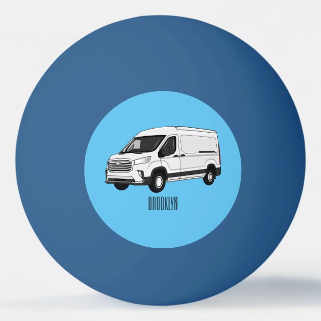Bolinha De Ping Pong Ilustração de desenho de carrinha de entrega (Frente)