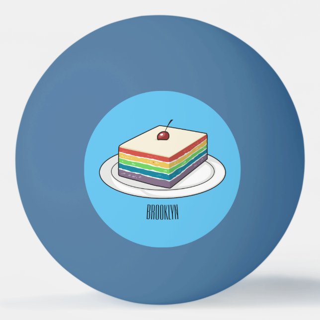 Bolinha De Ping Pong Ilustração de desenho do bolo-arco-íris (Frente)