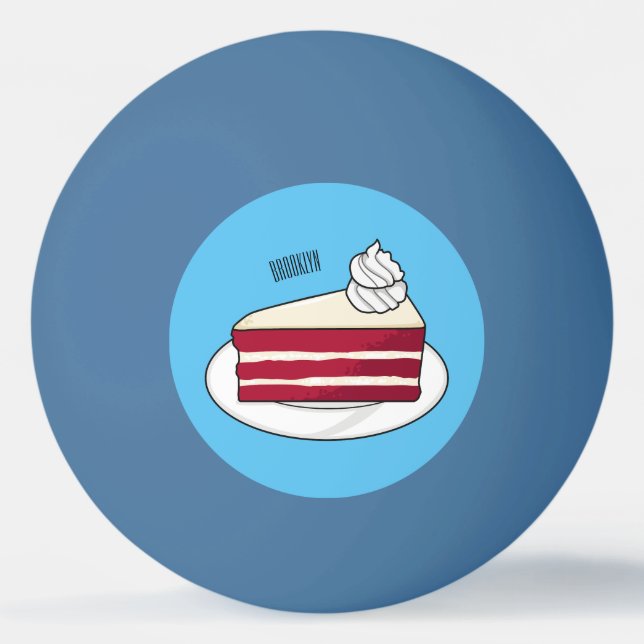 Bolinha De Ping Pong Ilustração de desenho do bolo de veludo vermelho (Frente)