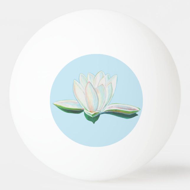 Bolinha De Ping Pong Ilustração de Flor de Lotus Branco (Frente)
