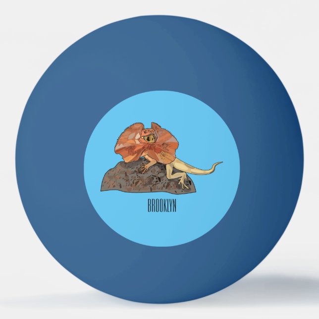 Bolinha De Ping Pong ilustração de lagarto de pescoço frisado desenho a (Frente)