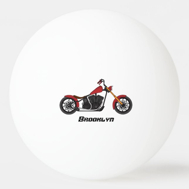 Bolinha De Ping Pong Ilustração de moto estilo Chopper (Frente)