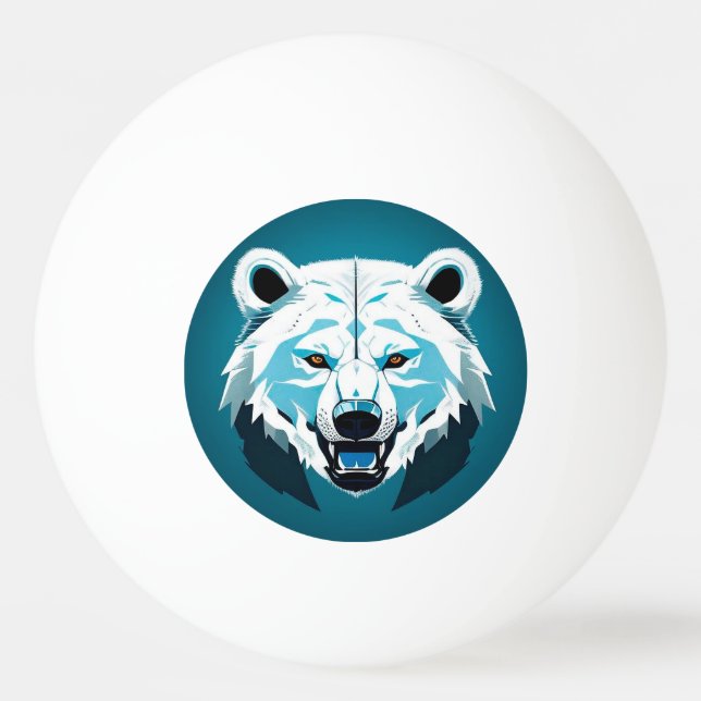 Bolinha De Ping Pong Ilustração Geométrica do Urso Polar Ferido (Frente)