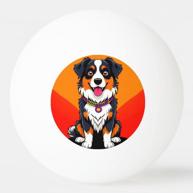 Bolinha De Ping Pong Ilustração Joyful Cartoon Dog (Frente)