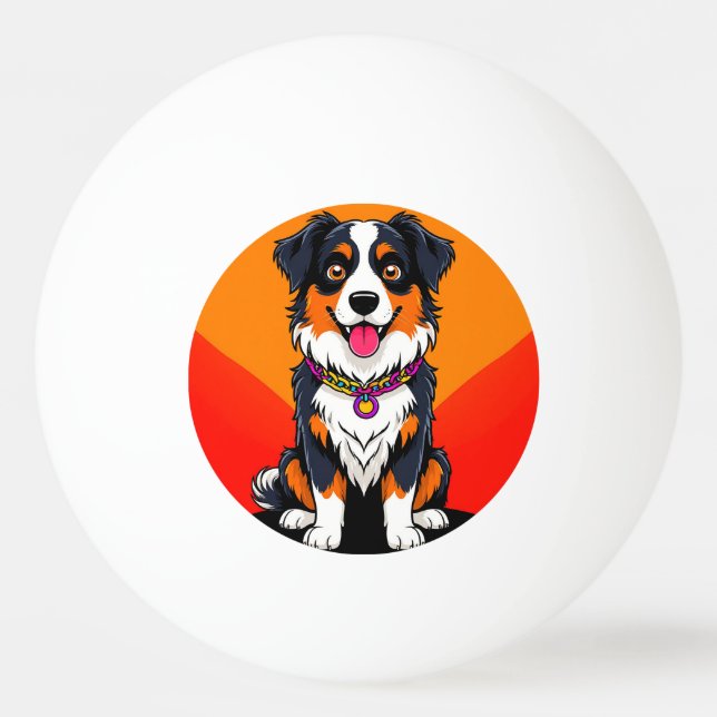 Bolinha De Ping Pong Ilustração Joyful Cartoon Dog (Frente)