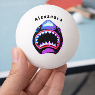 Bolinha De Ping Pong Ilustração Púrpura Cor de Água do Tubarão
