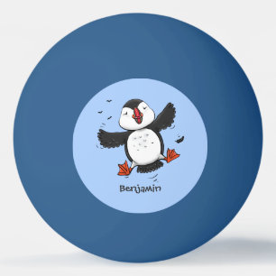 Bolinha De Ping Pong Imagem azul de desenho animado de puffin voador e