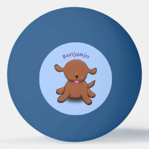 Bolinha De Ping Pong Imagem de desenho azul de cachorro feliz e giro