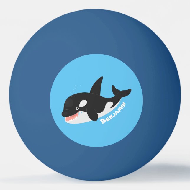 Bolinha De Ping Pong Imagem engraçada de desenho animado de orca (Frente)