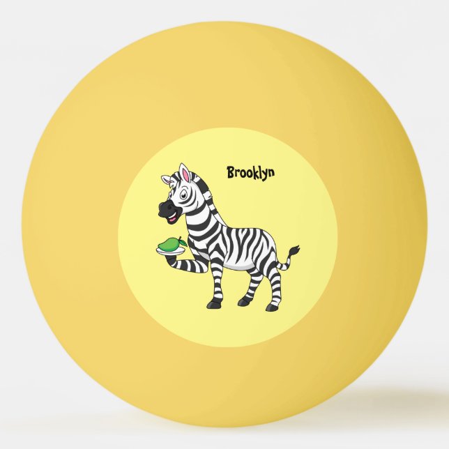 Bolinha De Ping Pong Imagem engraçada de desenho animado zebra (Frente)