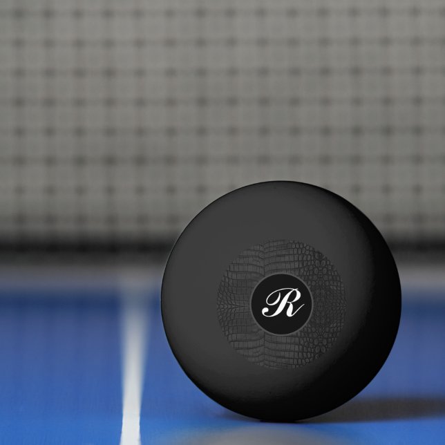 Bolinha De Ping Pong Impressão de couro preto monograma (Líquido)