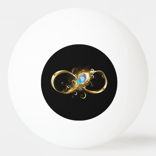 Bolinha De Ping Pong Infinidade com a pena Pavão de Ouro (Frente)