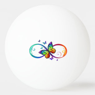 Bolinha De Ping Pong Infinidade vibrante com borboleta arco-íris a pret