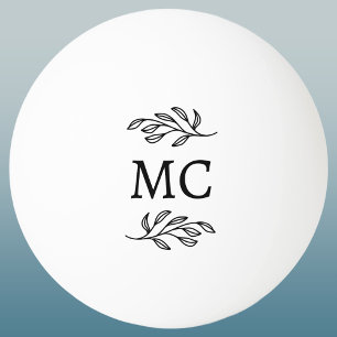 Bolinha De Ping Pong Iniciais de Monograma Personalizadas Folha Botânic