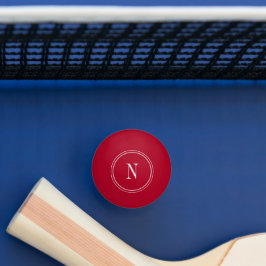 Bolinha De Ping Pong inicial monograma moderno em vermelho e branco