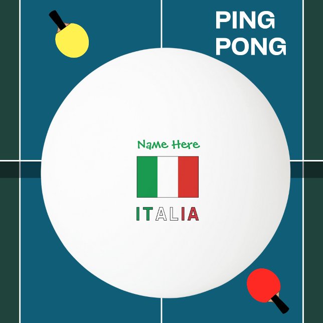 Bolinha De Ping Pong Italia e Bandiera Italiana Personalização Verde (Criador carregado)