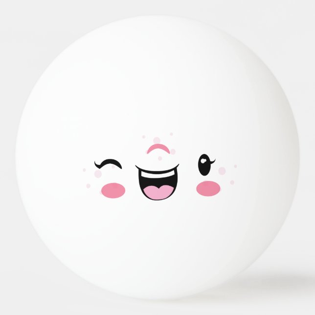 Bolinha De Ping Pong Kawaii, Rosa, Face Ping Pong Balls (Verso)