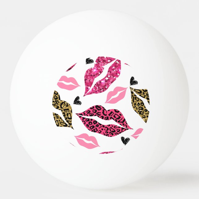 Bolinha De Ping Pong Lábios reluzentes: Padrão de Moda Leopardo (Frente)