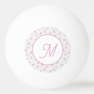 Bolinha De Ping Pong Laço de água-forte rosa Coquette Frilly Monogramad