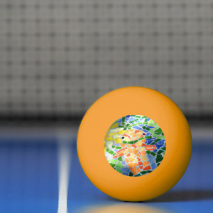 Bolinha De Ping Pong Laranja Dourada Koi Fish Mosaico Art