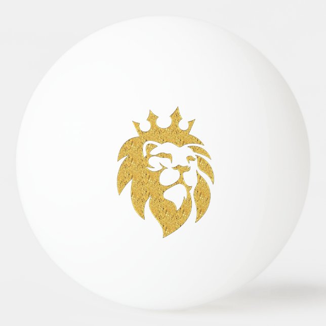 Bolinha De Ping Pong Leão com Coroa - Estilo Dourado 1 (Frente)