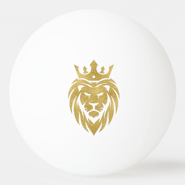 Bolinha De Ping Pong Leão com Coroa - Estilo Dourado 3 (Frente)