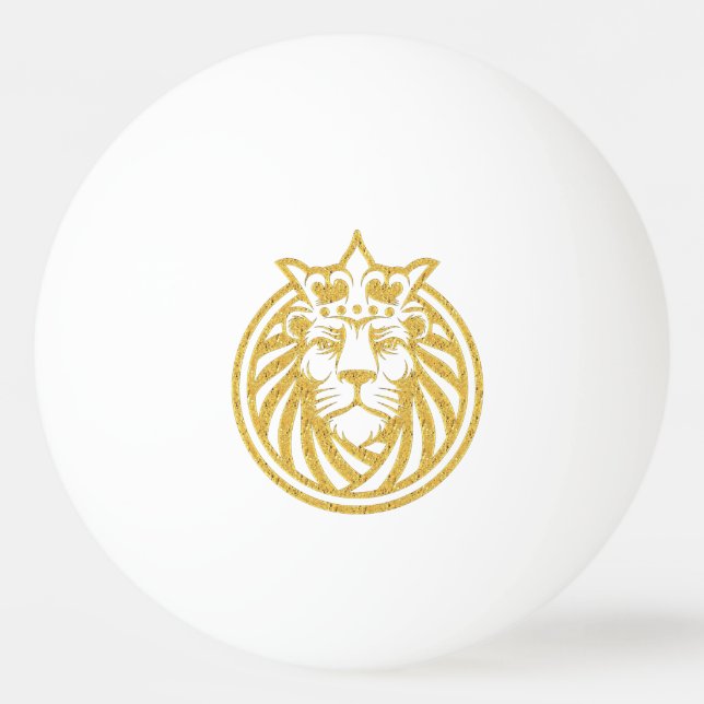 Bolinha De Ping Pong Leão com Coroa - Estilo Dourado 4 (Frente)