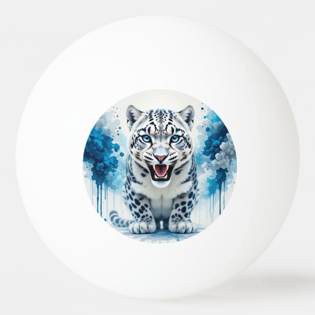 Bolinha De Ping Pong Leopardo Branco Feroz (Frente)