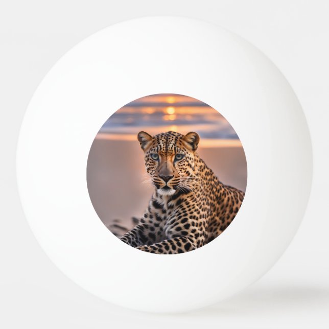 Bolinha De Ping Pong Leopardo na praia (Frente)