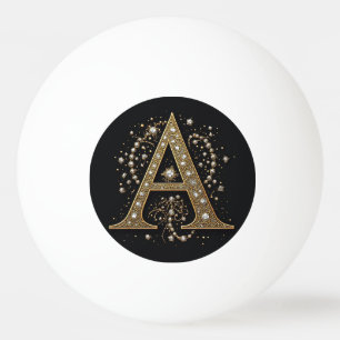 Bolinha De Ping Pong Letra A Dourada Ornamentada Luxo Monograma Vintage