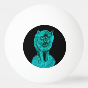 Bolinha De Ping Pong Lobo Negro Zangado na Noite