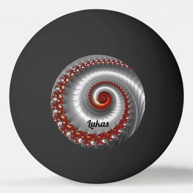 Bolinha De Ping Pong LUKAS ~ Silver Shell ~ Design Fractal ~ (Frente)