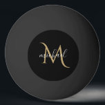 Bolinha De Ping Pong Luxo elegante monograma negro e Dourado<br><div class="desc">Design de luxo clássico elegante com preto e ouro com monograma. O modelo foi configurado para que você só precise adicionar seu nome para completar o design. Acessórios correspondentes na loja.</div>