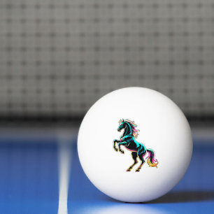Bolinha De Ping Pong Luz Neon de Cavalo Efeito Glitch Estilo Retro