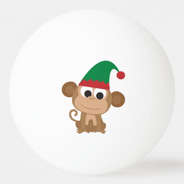 Bolinha De Ping Pong Macaco Elf de Natal (Frente)