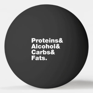 Bolinha De Ping Pong Macronutrientes. Proteínas, Álcool, Carbos E Gordu
