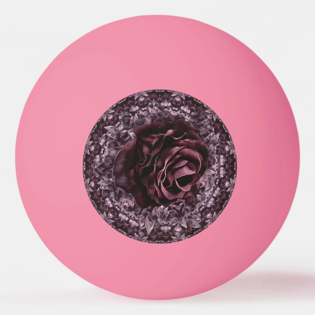 Bolinha De Ping Pong Mandala de Rosa  (Frente)