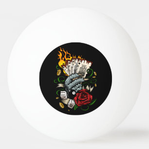 Bolinha De Ping Pong Mão Dos Cartões