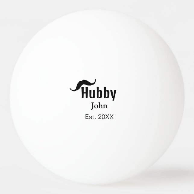 Bolinha De Ping Pong marido Hubby adiciona nome data ano bigode simples (Frente)