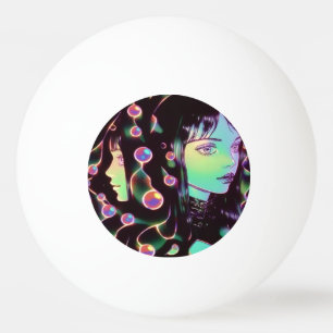 Bolinha De Ping Pong Menina de Animação Psicodélica