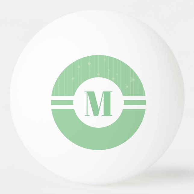 Bolinha De Ping Pong Mint verde stripes monograma pastel mínimo (Frente)