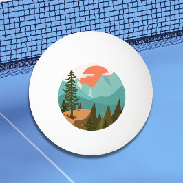 Bolinha De Ping Pong Modern Abstract Forest, Mountains, and Sunrise