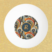 Moderno Hip Retro Laranja Redemoinhos Azul-escuro
