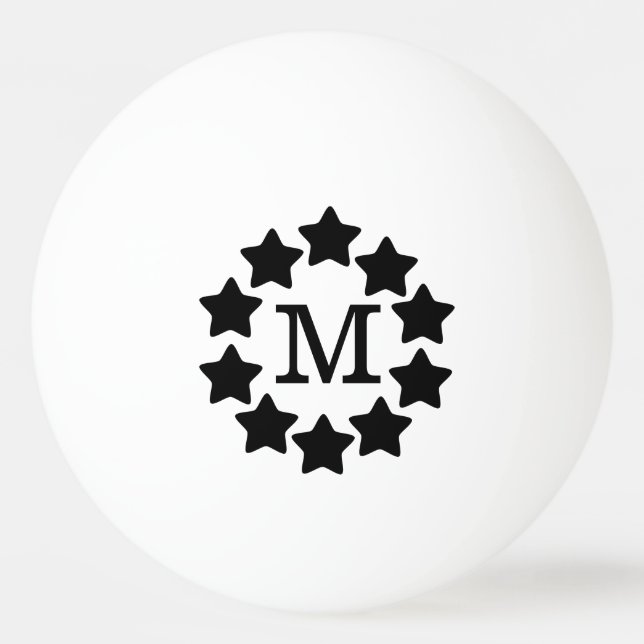 Bolinha De Ping Pong Moldura BW Star Monogramada (Frente)